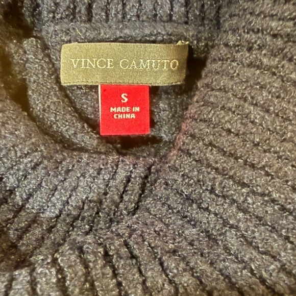 Vince Camuto Navy Lime Stripe Turtleneck Sweater Cozy Knit Size S - Picture 2 of 5